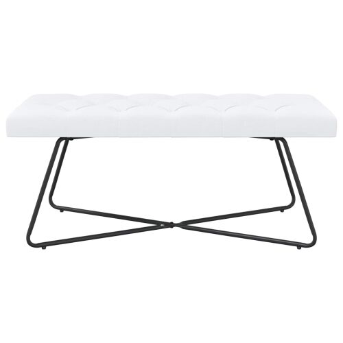 Klupa s gumbastim tkanjem Bijela 110 x 40 x 46 cm Tkanina - Bijela 110 cm Cijena