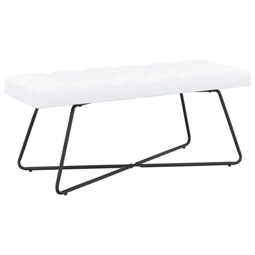 Klupa s gumbastim tkanjem Bijela 110 x 40 x 46 cm Tkanina - Bijela 110 cm Cijena