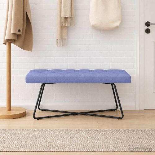 Klupa s gumbastim tkanjem Traper plava 110 x 40 x 46 cm Tkanina - Trapere plave boje 110 cm Cijena