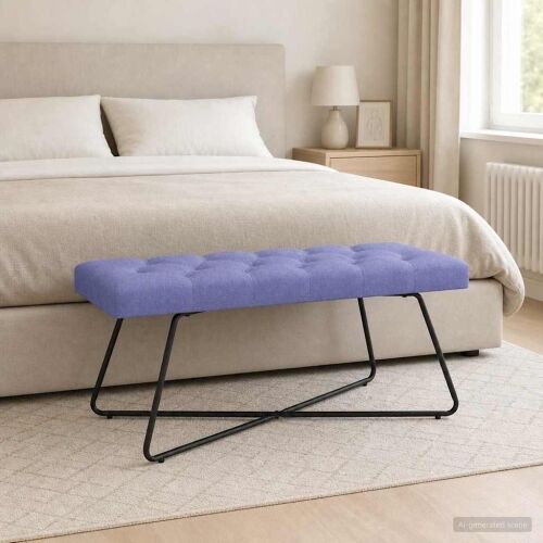 Klupa s gumbastim tkanjem Traper plava 110 x 40 x 46 cm Tkanina - Trapere plave boje 110 cm Cijena