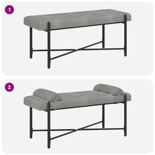 Klupa s gumbima i jastučićima Svjetlosiva 110 x 40 x 46 cm - Svjetlosiva Cijena