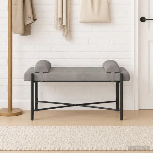 Klupa s gumbima i jastučićima Svjetlosiva 110 x 40 x 46 cm - Svjetlosiva Cijena