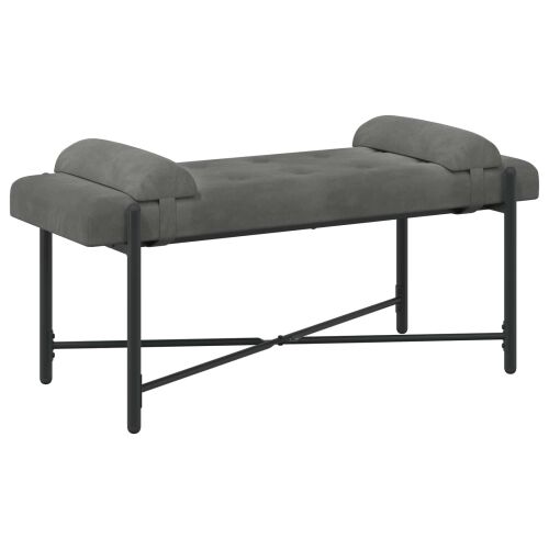 Klupa s gumbima i jastučićima Tamnosiva 110 x 40 x 46 cm Baršun - Tamnosiva Cijena