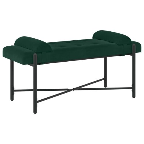 Klupa s gumbima i jastučićima Tamnozelena 110 x 40 x 46 cm - Tamnozelena Cijena
