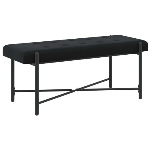 Klupa s gumbima i jastučićima Crna 110 x 40 x 46 cm Baršun - Crna Cijena