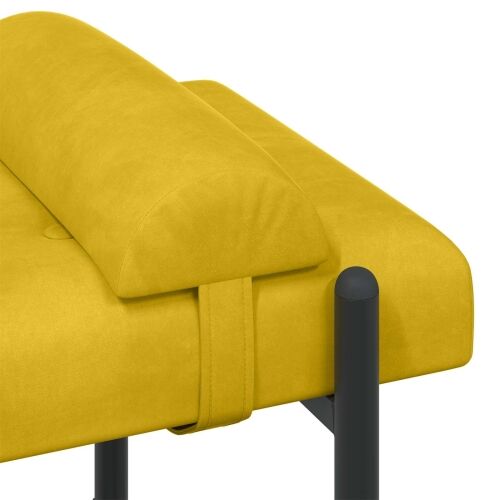 Klupa s gumbima i jastučićima Žuta 110 x 40 x 46 cm Baršun - Žuta Cijena