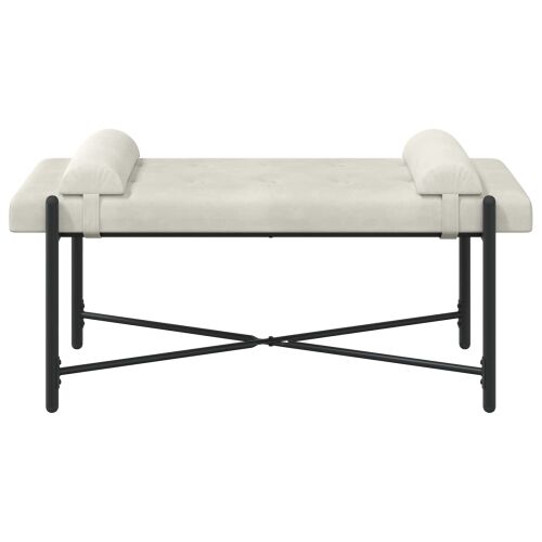 Klupa s gumbima i jastučićima Krem 110 x 40 x 46 cm Baršun - Krem Cijena