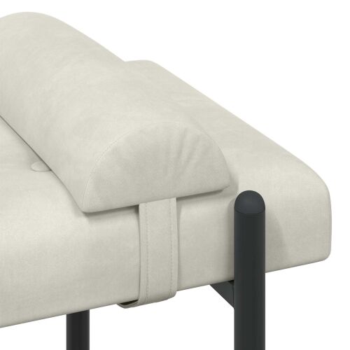 Klupa s gumbima i jastučićima Krem 110 x 40 x 46 cm Baršun - Krem Cijena