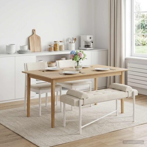 Klupa s gumbima i jastučićima Krem 110 x 40 x 46 cm Baršun - Krem Cijena