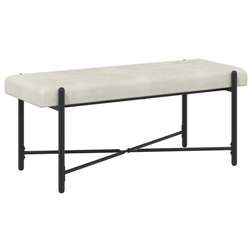 Klupa s gumbima i jastučićima Krem 110 x 40 x 46 cm Baršun - Krem Cijena