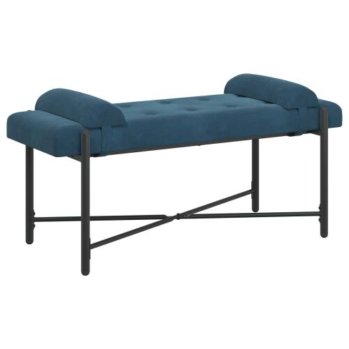 Klupa s gumbima i jastučićima Plava 110 x 40 x 46 cm Baršun - Plava Cijena