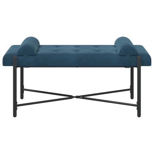 Klupa s gumbima i jastučićima Plava 110 x 40 x 46 cm Baršun - Plava Cijena