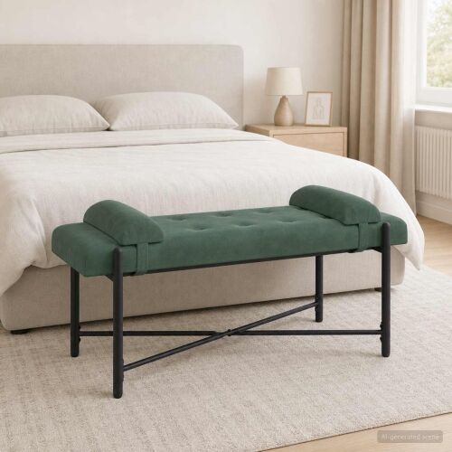 Klupa s gumbima i jastučićima Morska zelena 110 x 40 x 46 cm - zelena boja mora Cijena