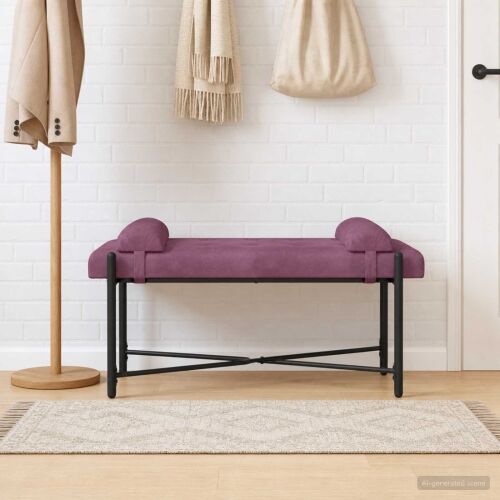 Klupa s gumbima i jastučićima Ljubičasta 110 x 40 x 46 cm - Ljubičasta Cijena