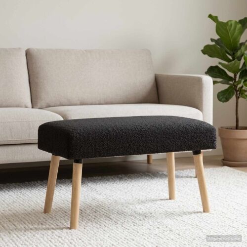 klupa Jednobojno Crna 80 x 40 x 46 cm Bouclé - Crna 80 x 40 x 46 cm Cijena