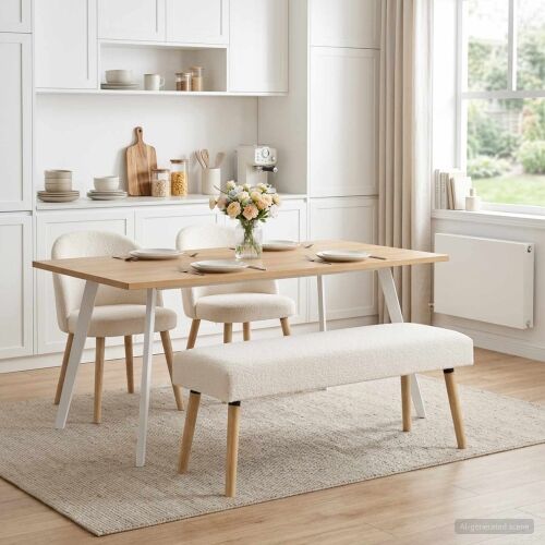 klupa Jednobojno Krem 110 x 40 x 46 cm Bouclé - Krem 110 x 40 x 46 cm Cijena