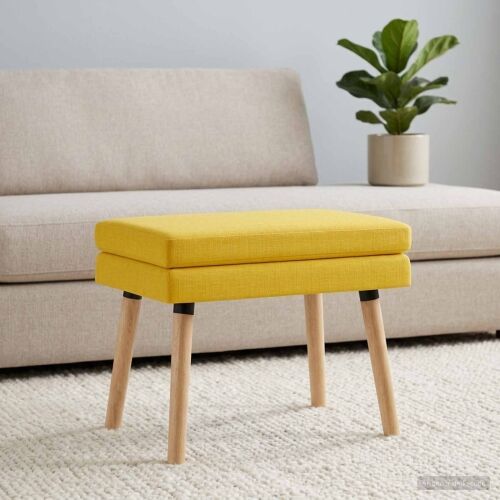 Klupa s dvostrukim slojem Svijetlo žuta 60 x 40 x 46 cm Tkanina - Svjetložuta 60 x 40 x 46 cm Cijena