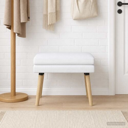 Klupa s dvostrukim slojem Bijela 60 x 40 x 46 cm Tkanina - Bijela 60 x 40 x 46 cm Cijena