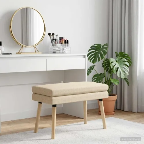 Klupa s dvostrukim slojem Krem 80 x 40 x 47 cm Tkanina - Krem 80 x 40 x 47 cm Cijena
