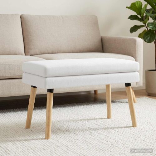 Klupa s dvostrukim slojem Bijela 80 x 40 x 47 cm Tkanina - Bijela 80 x 40 x 47 cm Cijena