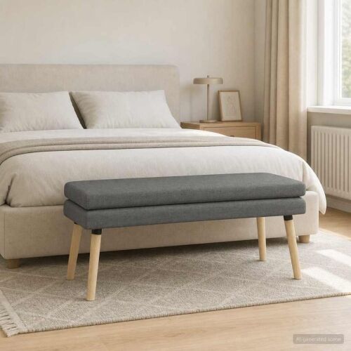 Klupa s dvostrukim slojem Tamnosiva 110 x 40 x 47 cm Tkanina - Tamnosiva 110 x 40 x 47 cm Cijena