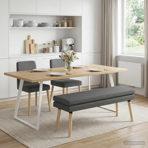 Klupa s dvostrukim slojem Tamnosiva 110 x 40 x 47 cm Tkanina - Tamnosiva 110 x 40 x 47 cm Cijena