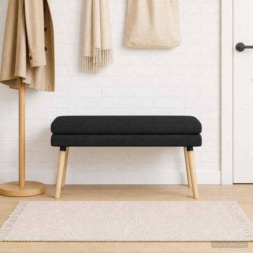 Klupa s dvostrukim slojem Crna 110 x 40 x 47 cm Tkanina - Crna 110 x 40 x 47 cm Cijena
