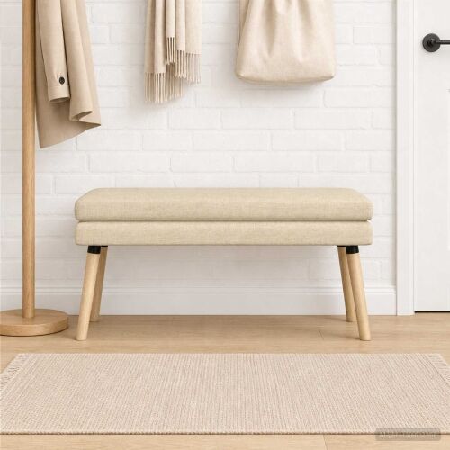 Klupa s dvostrukim slojem Krem 110 x 40 x 47 cm Tkanina - Krem 110 x 40 x 47 cm Cijena