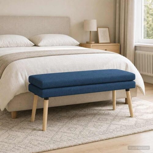Klupa s dvostrukim slojem Plava 110 x 40 x 47 cm Tkanina - Plava 110 x 40 x 47 cm Cijena