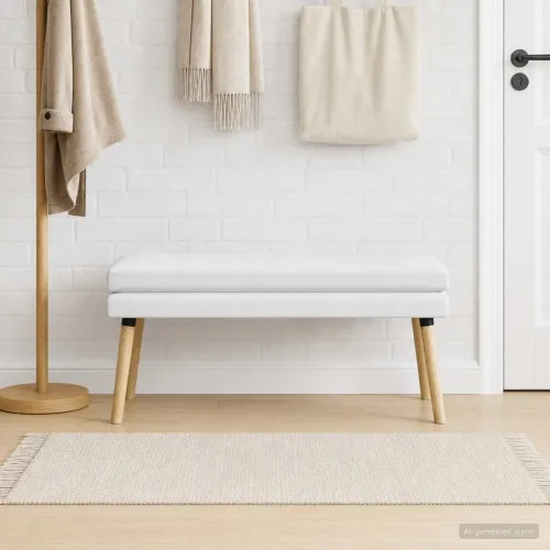 Klupa s dvostrukim slojem Bijela 110 x 40 x 47 cm Tkanina - Bijela 110 x 40 x 47 cm Cijena