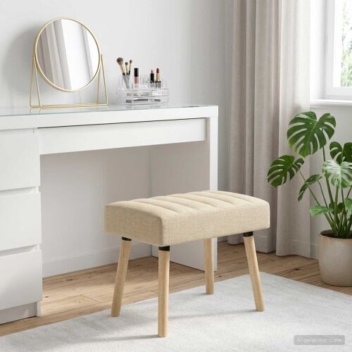 Klupa s utorima Krem 60 x 40 x 45 cm Tkanina - Krem 60 x 40 x 45 cm Cijena