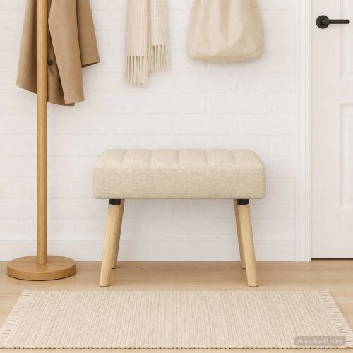 Klupa s utorima Krem 60 x 40 x 45 cm Tkanina - Krem 60 x 40 x 45 cm Cijena