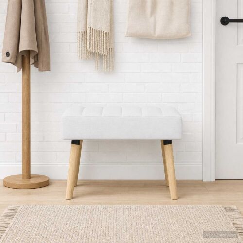 Klupa s utorima Bijela 60 x 40 x 45 cm Tkanina - Bijela 60 x 40 x 45 cm Cijena