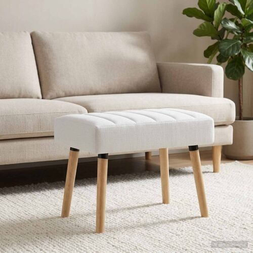 Klupa s utorima Bijela 60 x 40 x 45 cm Tkanina - Bijela 60 x 40 x 45 cm Cijena