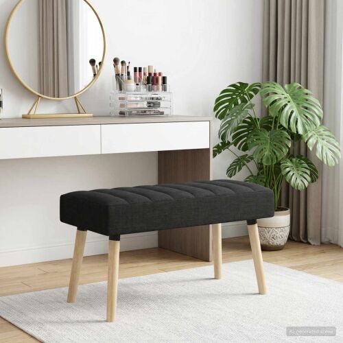 Klupa s utorima Crna 80 x 40 x 46 cm Tkanina - Crna 80 x 40 x 46 cm Cijena