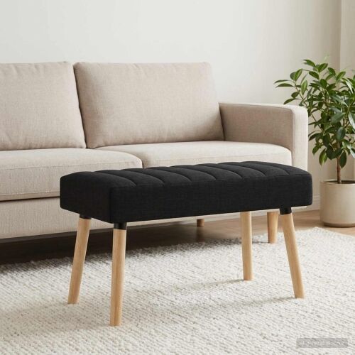 Klupa s utorima Crna 80 x 40 x 46 cm Tkanina - Crna 80 x 40 x 46 cm Cijena