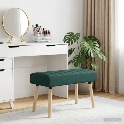 Klupa s utorima Tamnozelena 80 x 40 x 46 cm Tkanina - Tamnozelena 80 x 40 x 46 cm Cijena