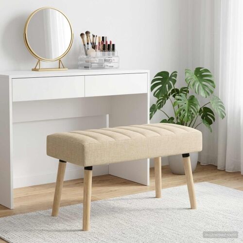 Klupa s utorima Krem 80 x 40 x 46 cm Tkanina - Krem 80 x 40 x 46 cm Cijena