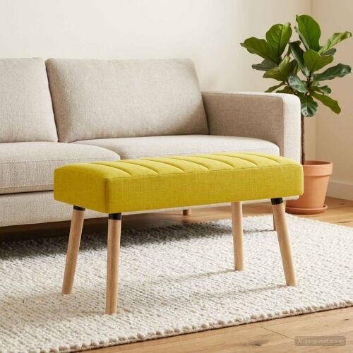 Klupa s utorima Svijetlo žuta 80 x 40 x 46 cm Tkanina - Svjetložuta 80 x 40 x 46 cm Cijena