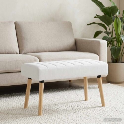 Klupa s utorima Bijela 80 x 40 x 46 cm Tkanina - Bijela 80 x 40 x 46 cm Cijena
