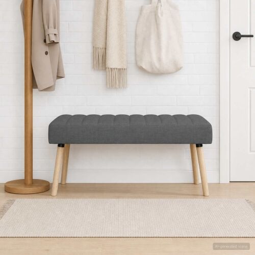 Klupa s utorima Tamnosiva 110 x 40 x 46 cm Tkanina - Tamnosiva 110 x 40 x 46 cm Cijena