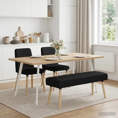 Klupa s utorima Crna 110 x 40 x 46 cm Tkanina - Crna 110 x 40 x 46 cm Cijena
