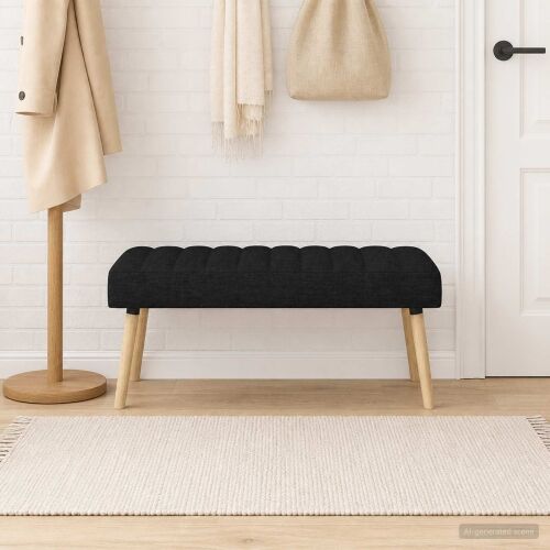 Klupa s utorima Crna 110 x 40 x 46 cm Tkanina - Crna 110 x 40 x 46 cm Cijena