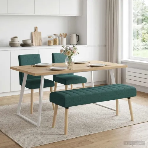 Klupa s utorima Tamnozelena 110 x 40 x 46 cm Tkanina - Tamnozelena 110 x 40 x 46 cm Cijena