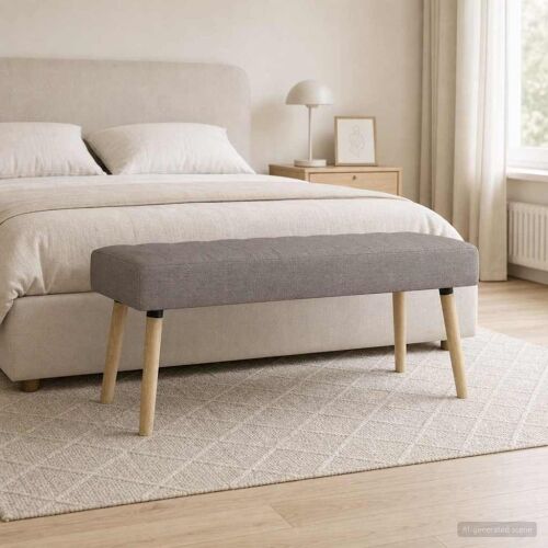 Klupa s utorima Sivosmeđa 110 x 40 x 46 cm Tkanina - Sivosmeđa 110 x 40 x 46 cm Cijena