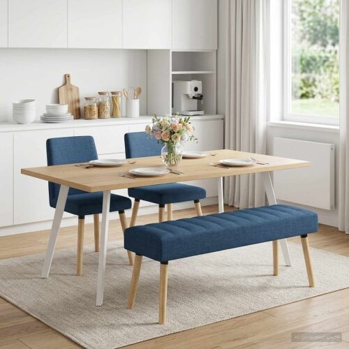 Klupa s utorima Plava 110 x 40 x 46 cm Tkanina - Plava 110 x 40 x 46 cm Cijena