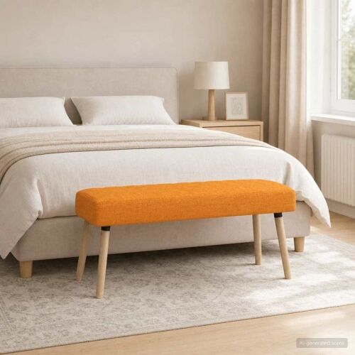 Klupa s utorima Tamno žuta 110 x 40 x 46 cm Tkanina - Tamnožuta 110 x 40 x 46 cm Cijena