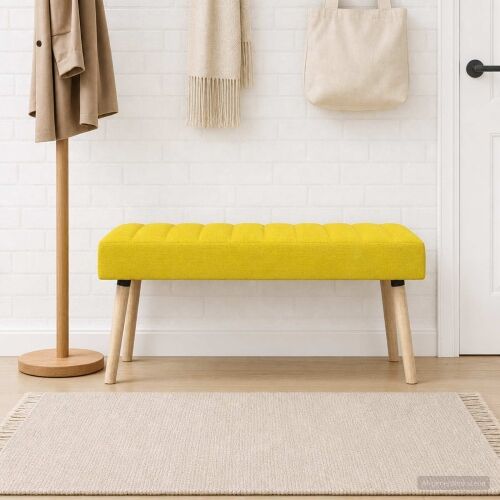 Klupa s utorima Svijetlo žuta 110 x 40 x 46 cm Tkanina - Svjetložuta 110 x 40 x 46 cm Cijena