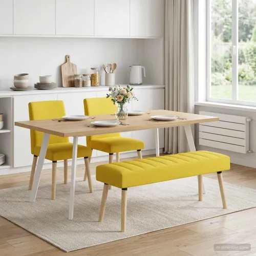Klupa s utorima Svijetlo žuta 110 x 40 x 46 cm Tkanina - Svjetložuta 110 x 40 x 46 cm Cijena