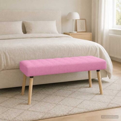 Klupa s utorima Ružičasta 110 x 40 x 46 cm Tkanina - Ružičasta 110 x 40 x 46 cm Cijena